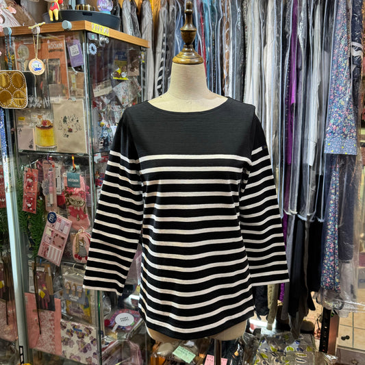 Le Minor Black Striped T-shirt, size 2, made in France