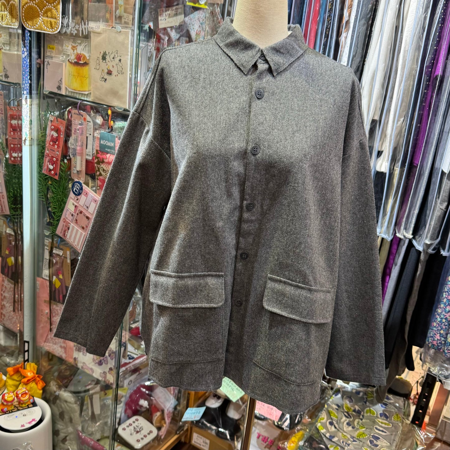 EXTRA20- (g) Grey 2 Way Grey Shirt Jacket, made in Japan