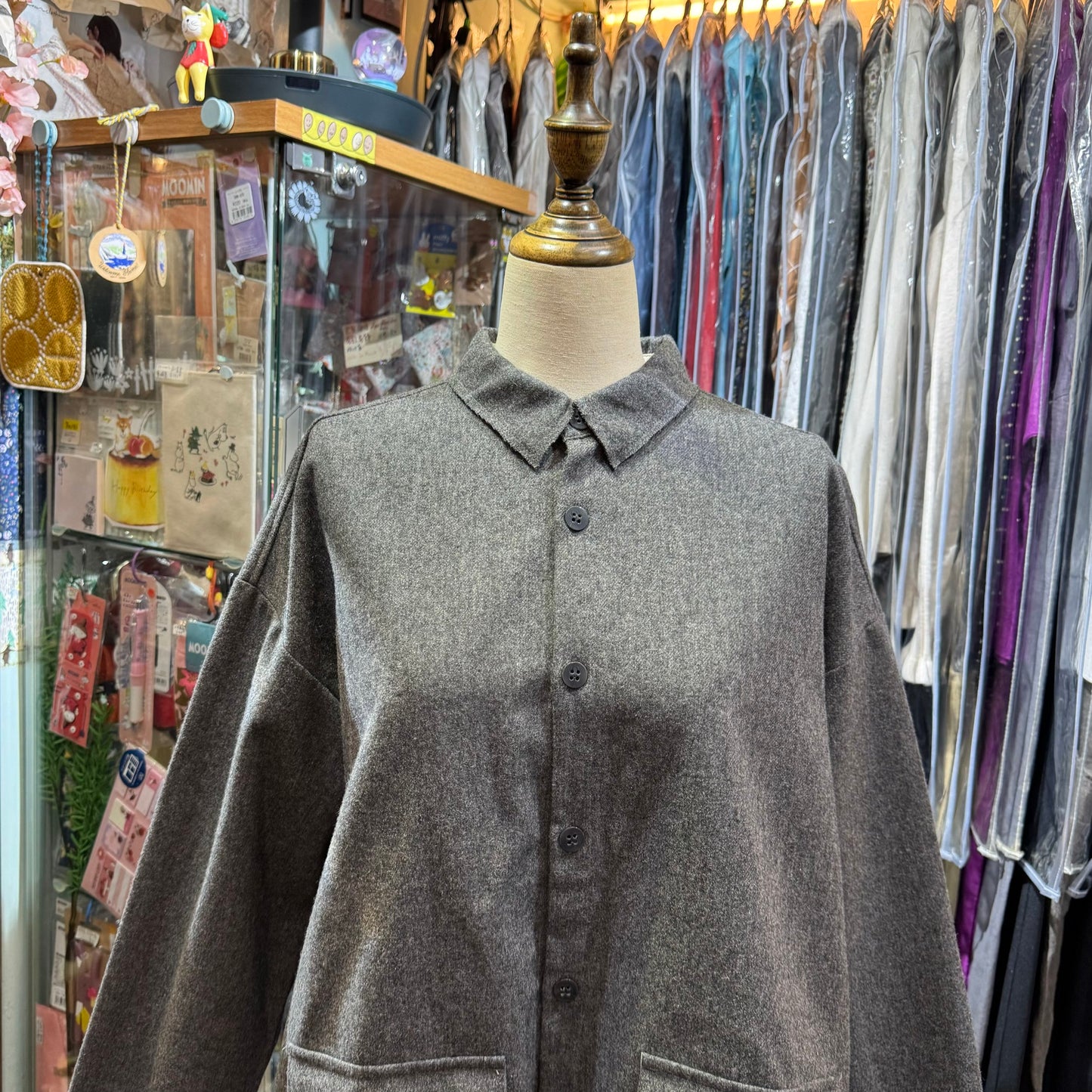 EXTRA20- (g) Grey 2 Way Grey Shirt Jacket, made in Japan
