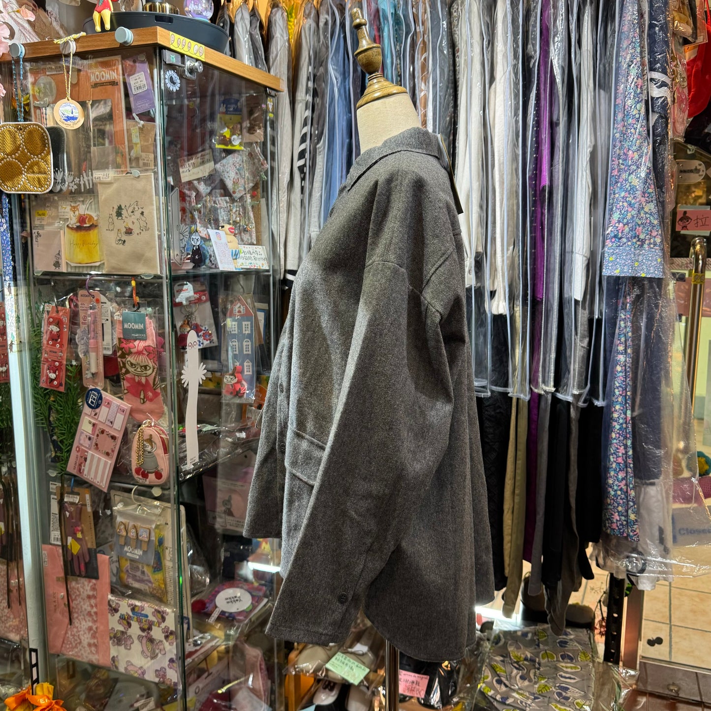 EXTRA20- (g) Grey 2 Way Grey Shirt Jacket, made in Japan