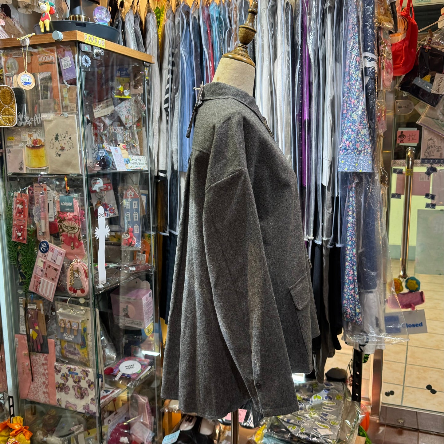 EXTRA20- (g) Grey 2 Way Grey Shirt Jacket, made in Japan