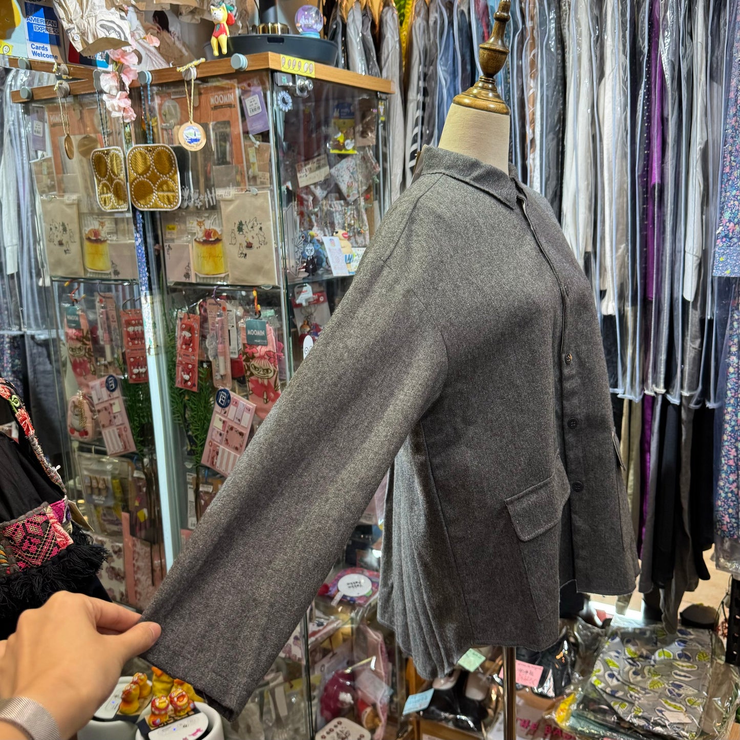 EXTRA20- (g) Grey 2 Way Grey Shirt Jacket, made in Japan