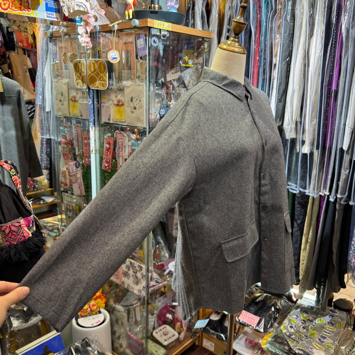 EXTRA20- (g) Grey 2 Way Grey Shirt Jacket, made in Japan
