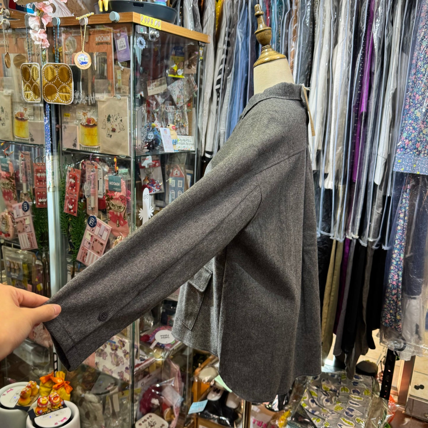 EXTRA20- (g) Grey 2 Way Grey Shirt Jacket, made in Japan