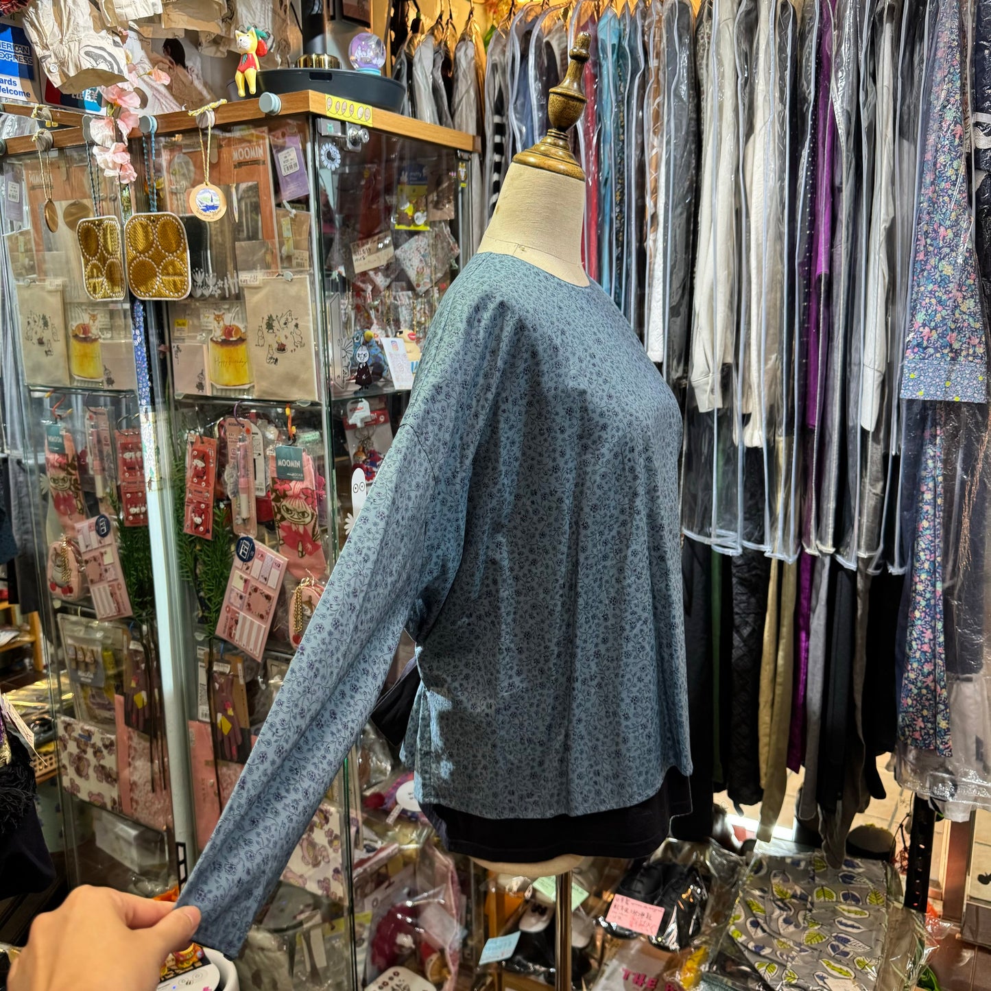 Sale- (g) Floral Blue Top, made in Japan