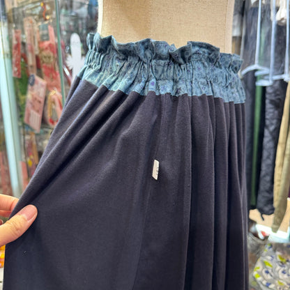 Sale- (g) Blue Floral Reversible Balloon Skirt, made in Japan