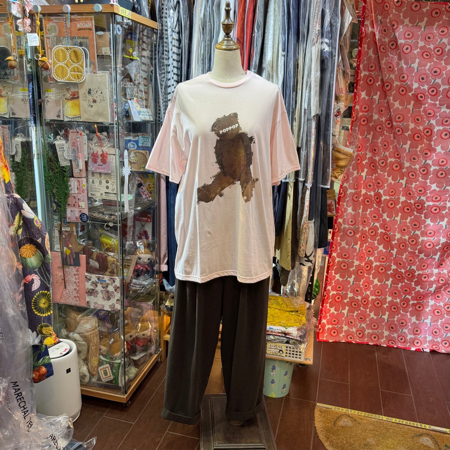 Frankygrow Pop Bear Pink Long T-shirt, made in Japan