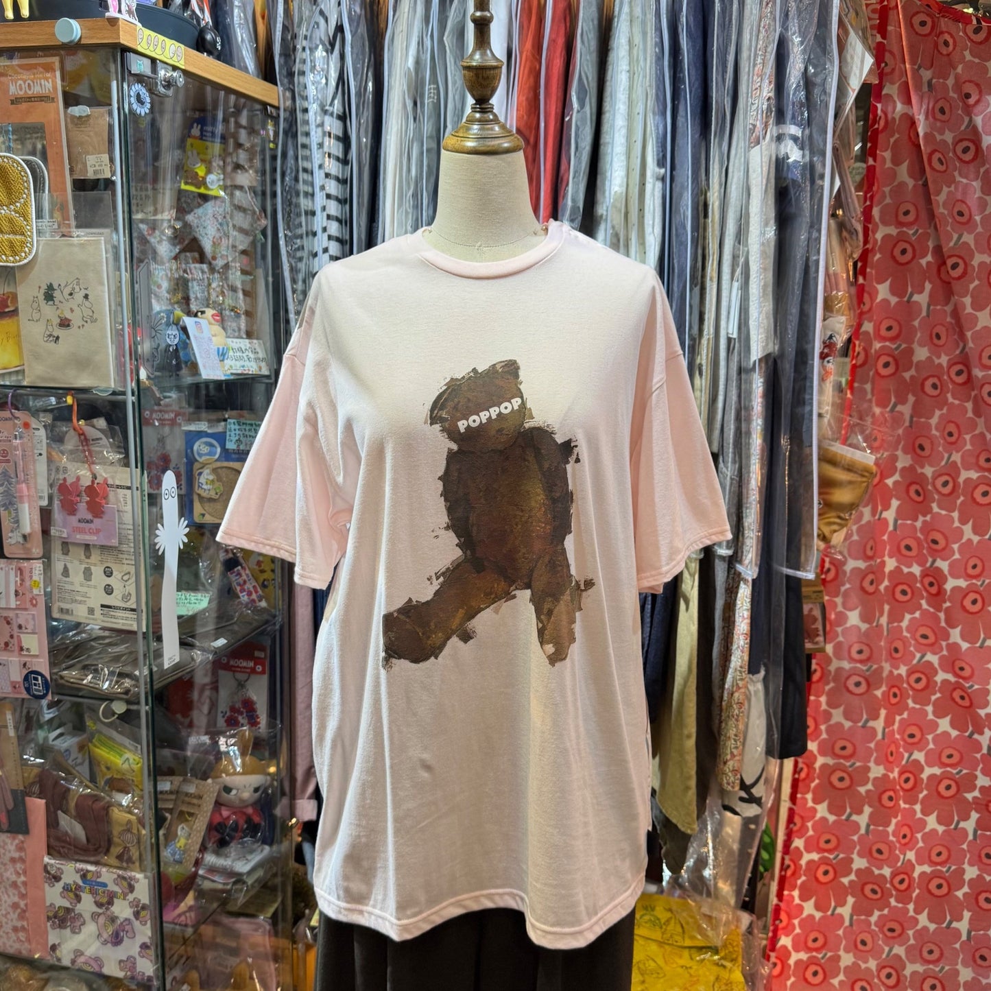 Frankygrow Pop Bear Pink Long T-shirt, made in Japan
