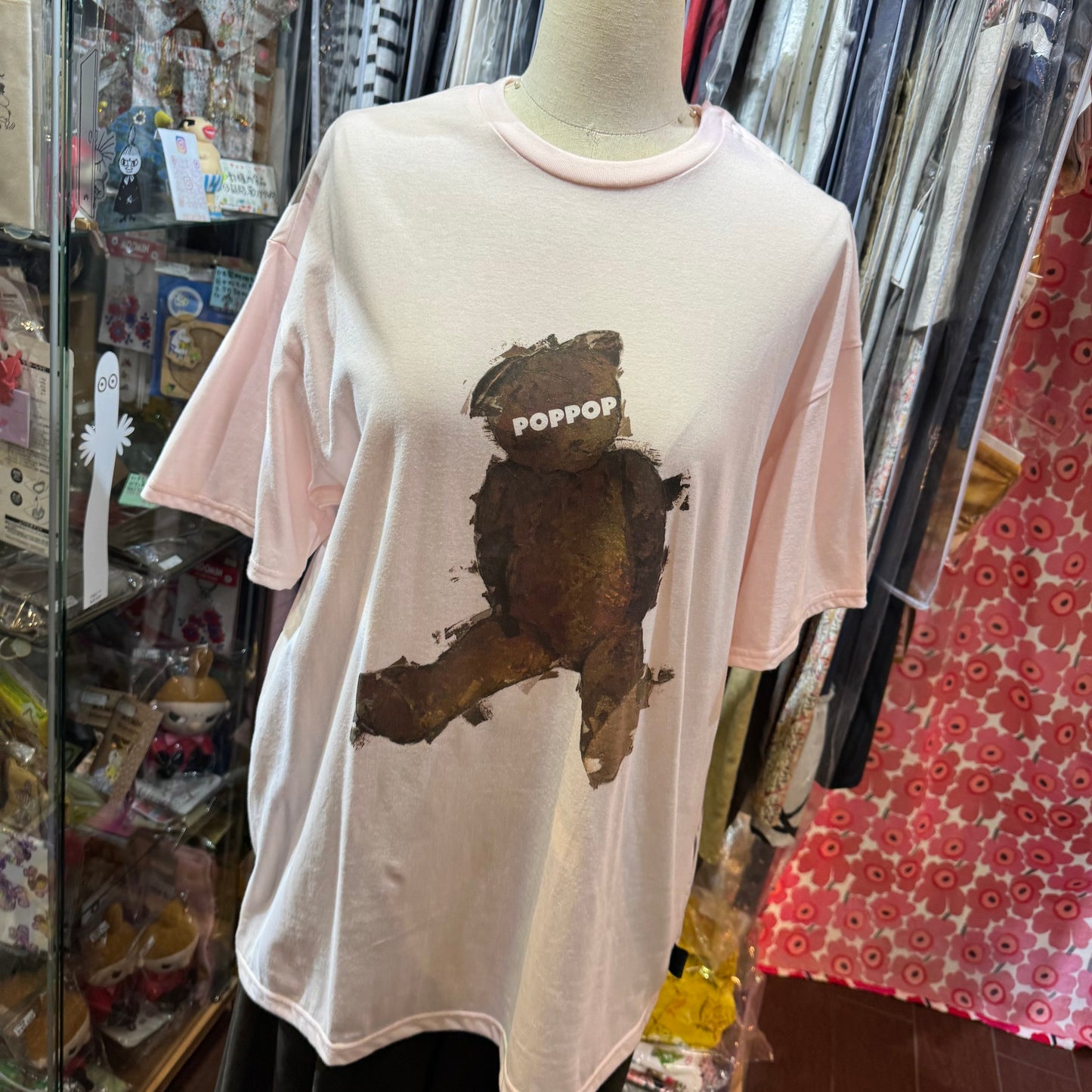 Frankygrow Pop Bear Pink Long T-shirt, made in Japan