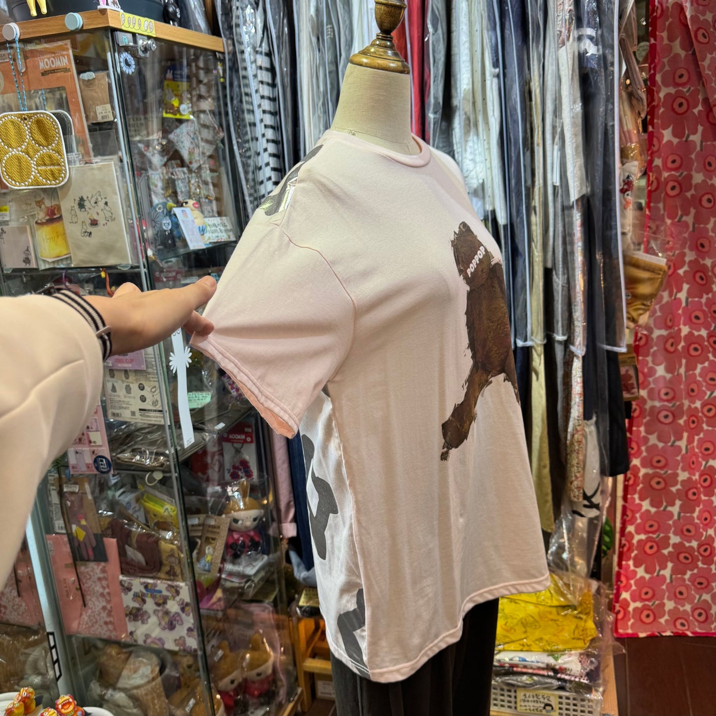 Frankygrow Pop Bear Pink Long T-shirt, made in Japan