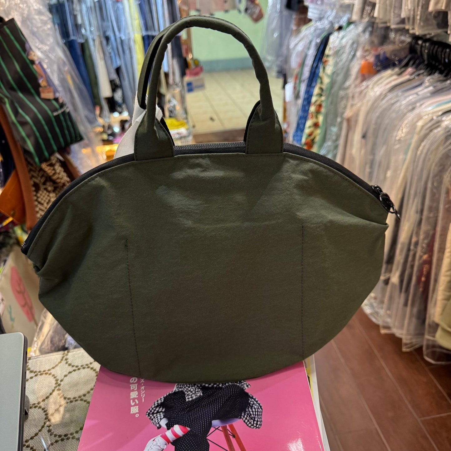 Anvocoeur Green Nylon HandBag, made in Japan