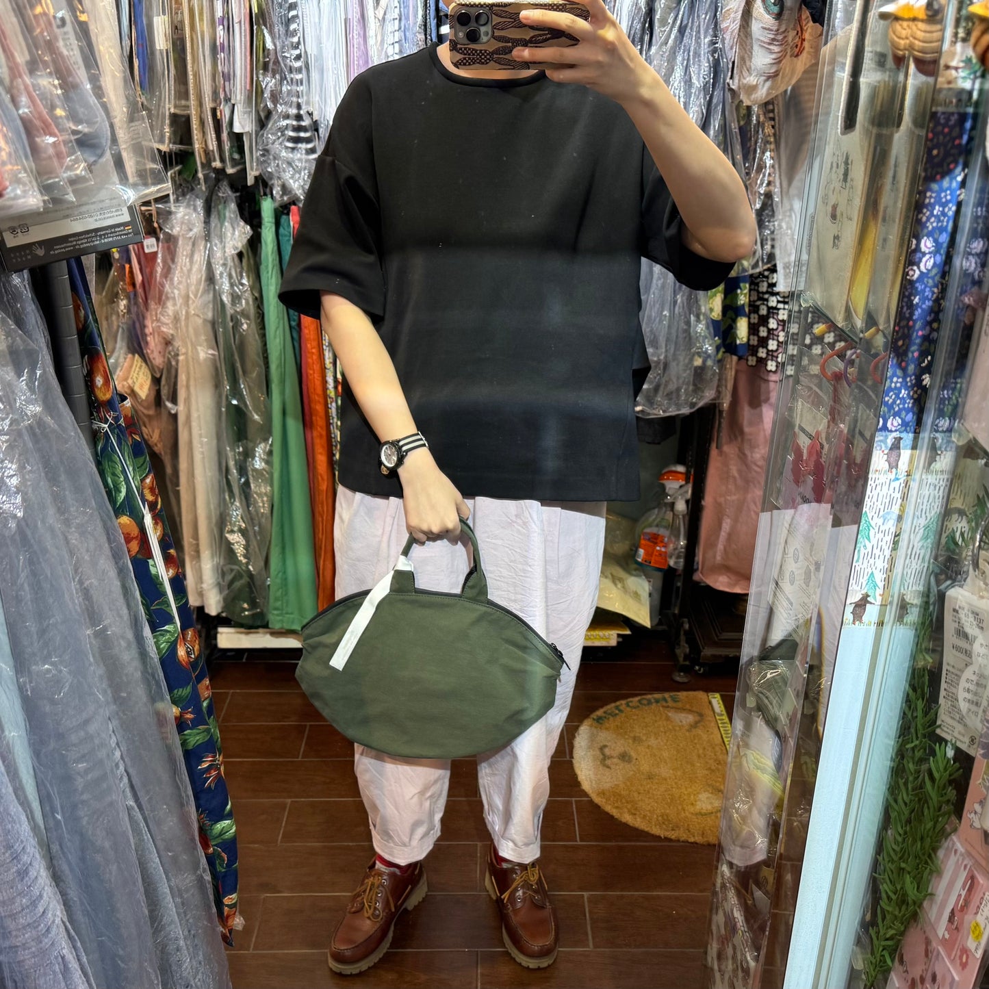 Anvocoeur Green Nylon HandBag, made in Japan