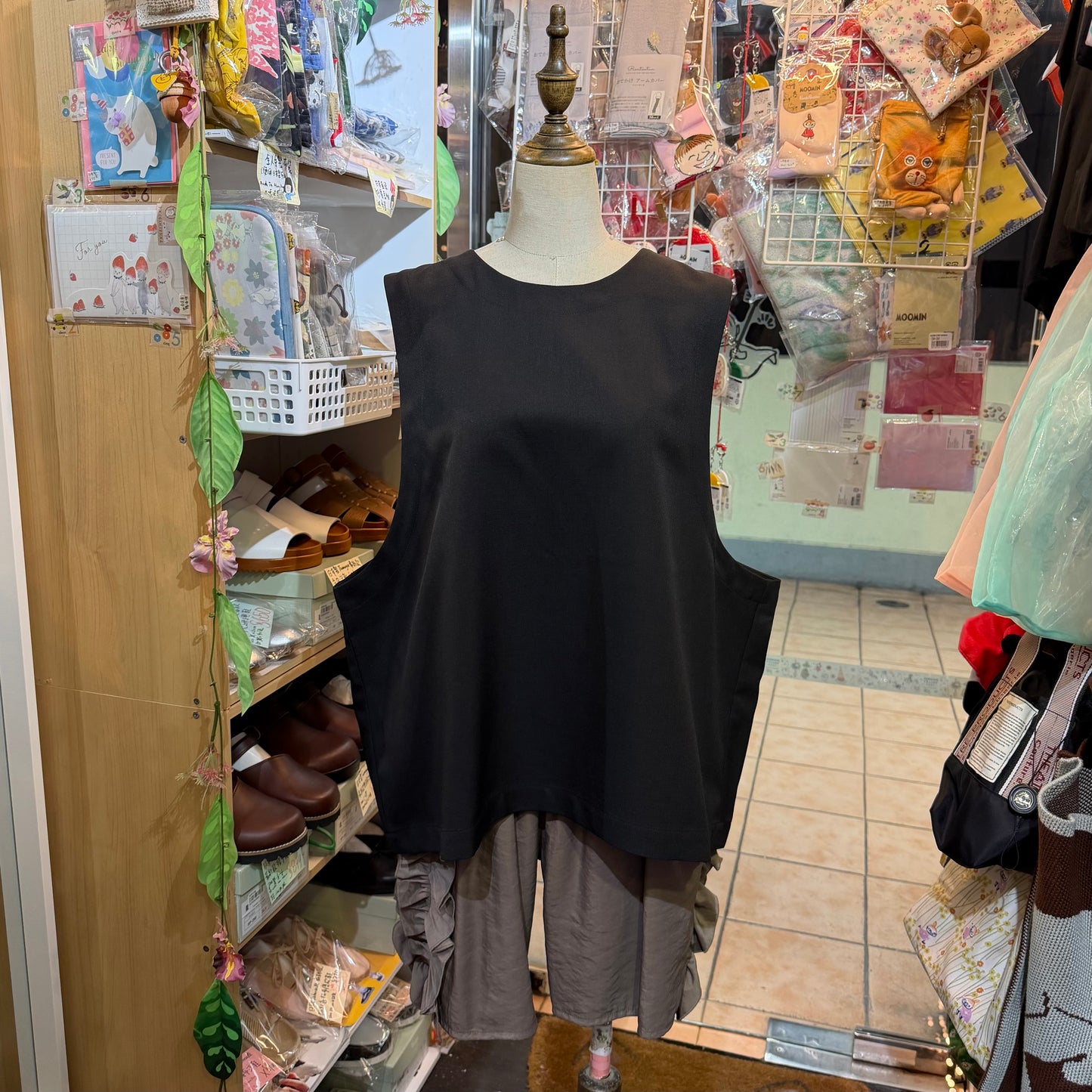 Sale- Mizuiro Ind Black Vest Top, made in Japan