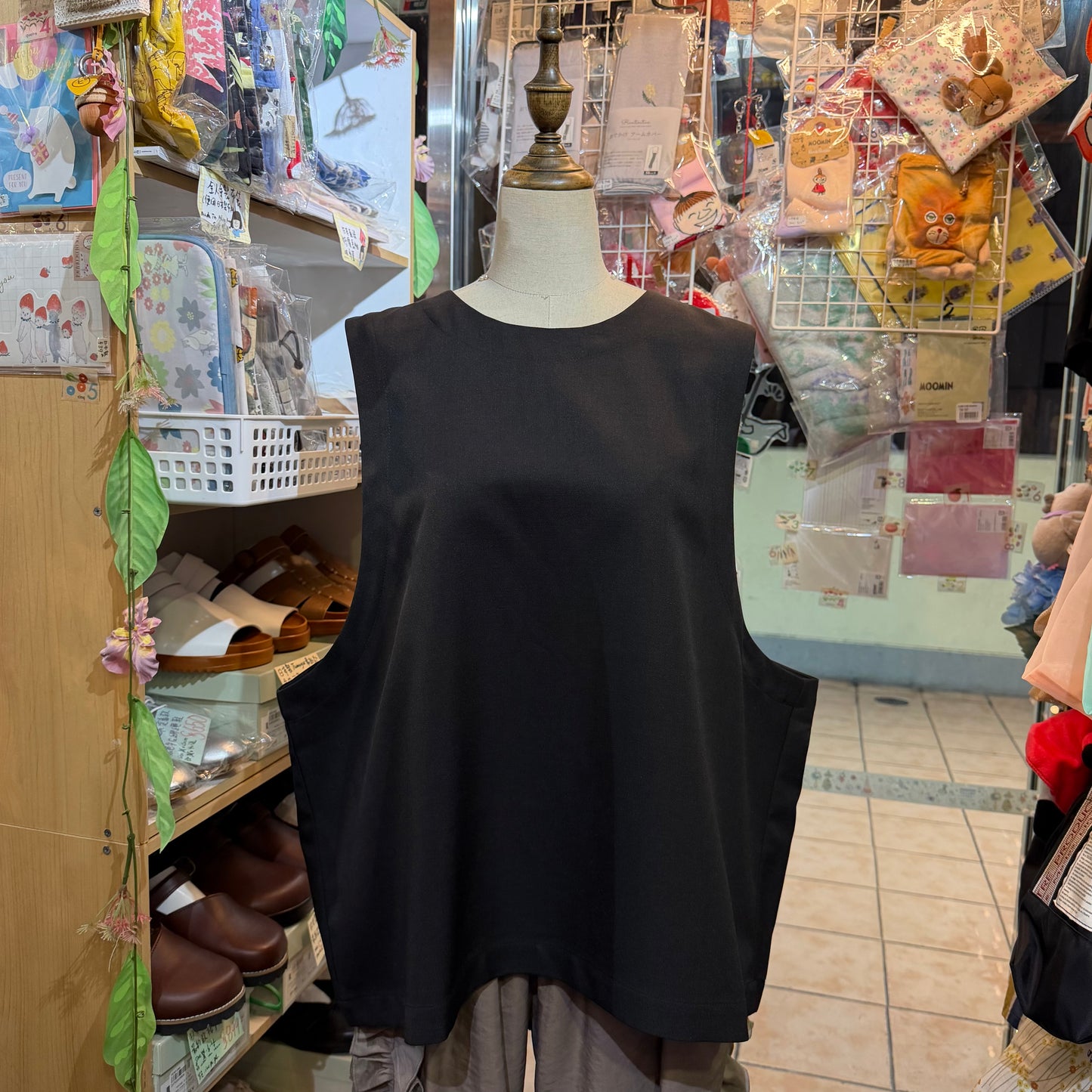 Sale- Mizuiro Ind Black Vest Top, made in Japan