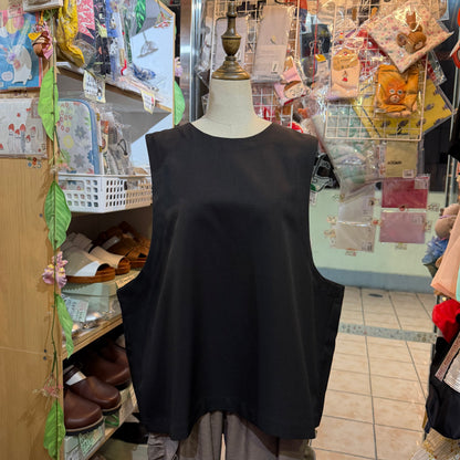 Sale- Mizuiro Ind Black Vest Top, made in Japan