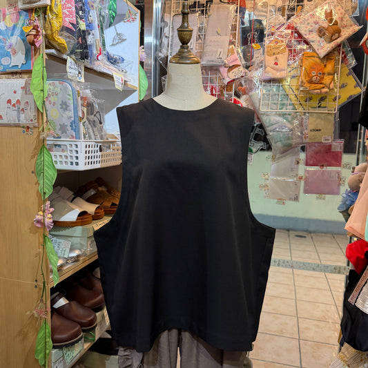 Sale- Mizuiro Ind Black Vest Top, made in Japan