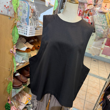 Sale- Mizuiro Ind Black Vest Top, made in Japan