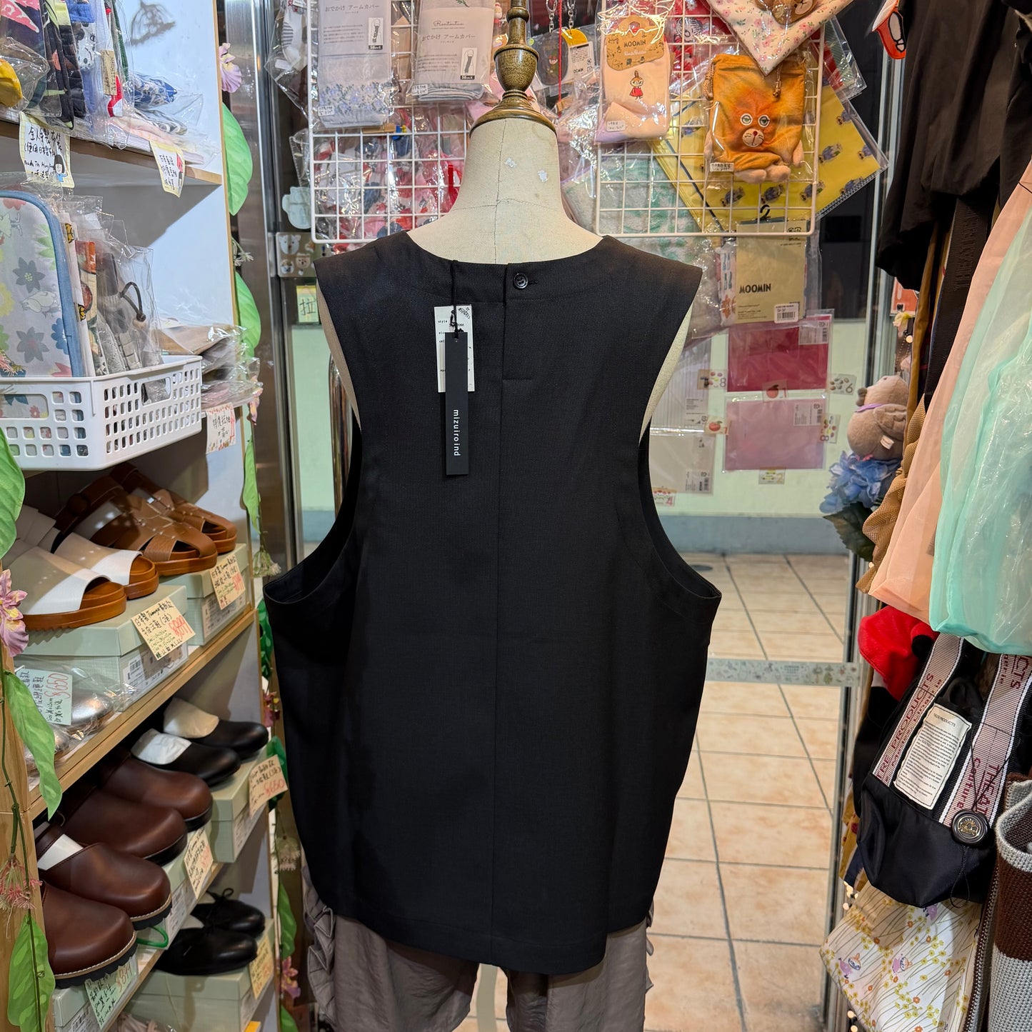 Sale- Mizuiro Ind Black Vest Top, made in Japan