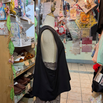 Sale- Mizuiro Ind Black Vest Top, made in Japan