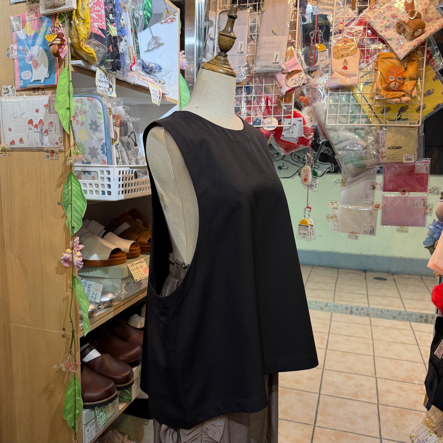 Sale- Mizuiro Ind Black Vest Top, made in Japan
