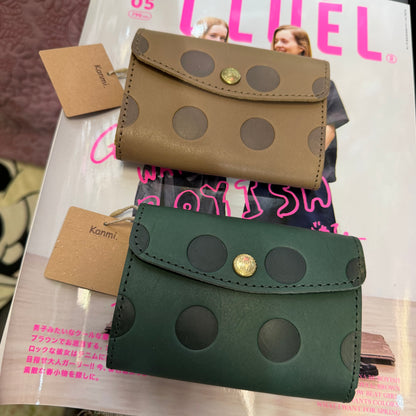 Kanmi Polka Leather Small Wallet, 2 Colors, made in Japan *New Colors