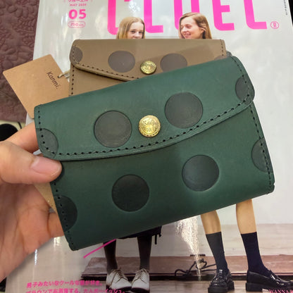 Kanmi Polka Leather Small Wallet, 2 Colors, made in Japan *New Colors