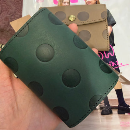Kanmi Polka Leather Small Wallet, 2 Colors, made in Japan *New Colors