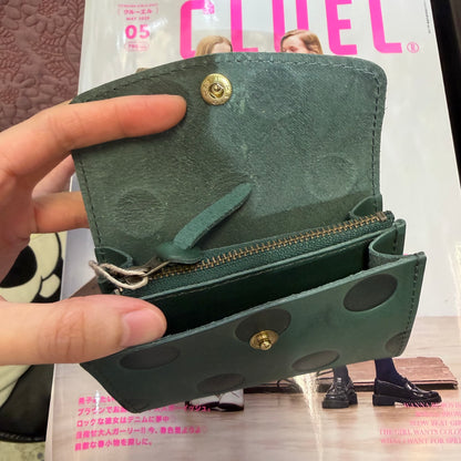 Kanmi Polka Leather Small Wallet, 2 Colors, made in Japan *New Colors