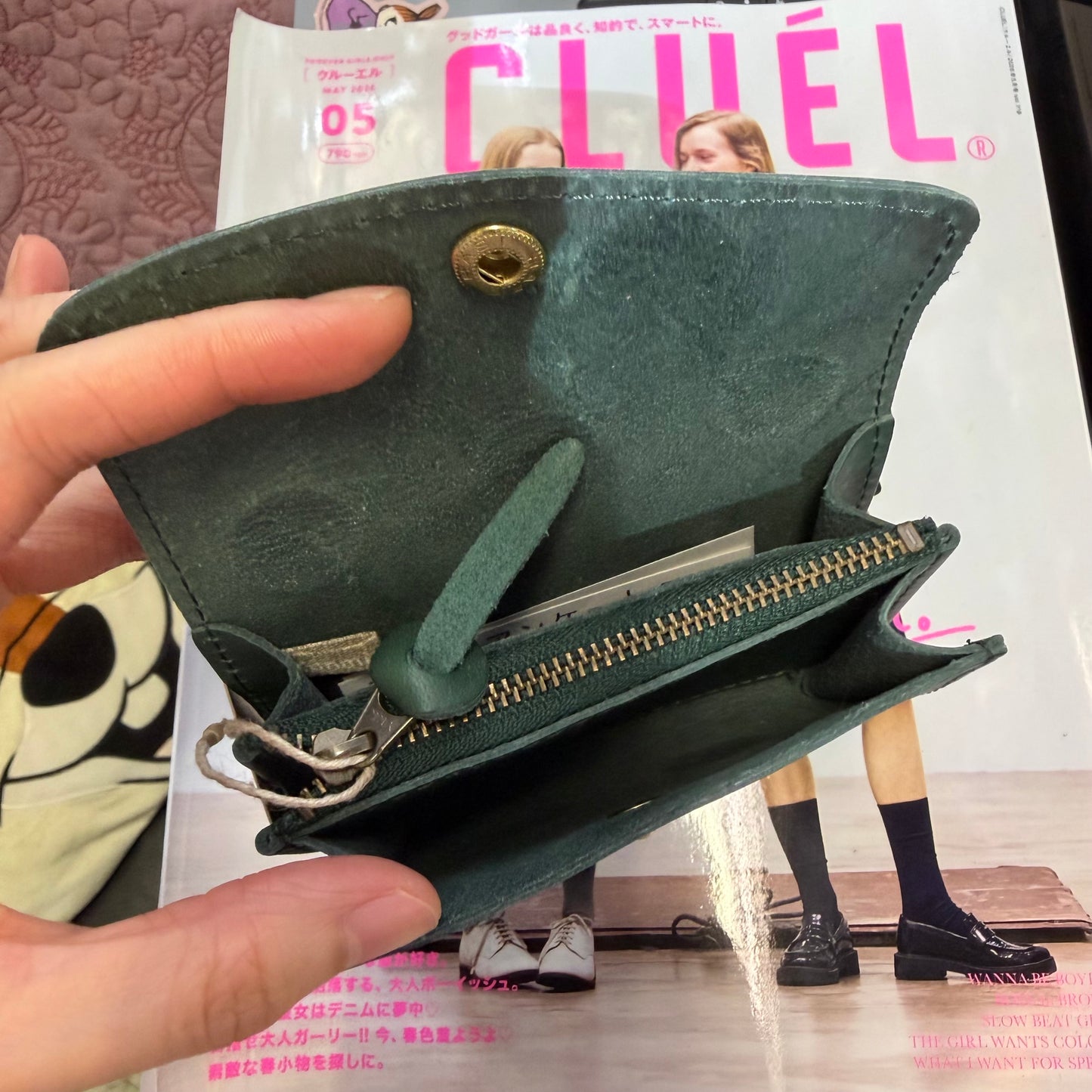 Kanmi Polka Leather Small Wallet, 2 Colors, made in Japan *New Colors