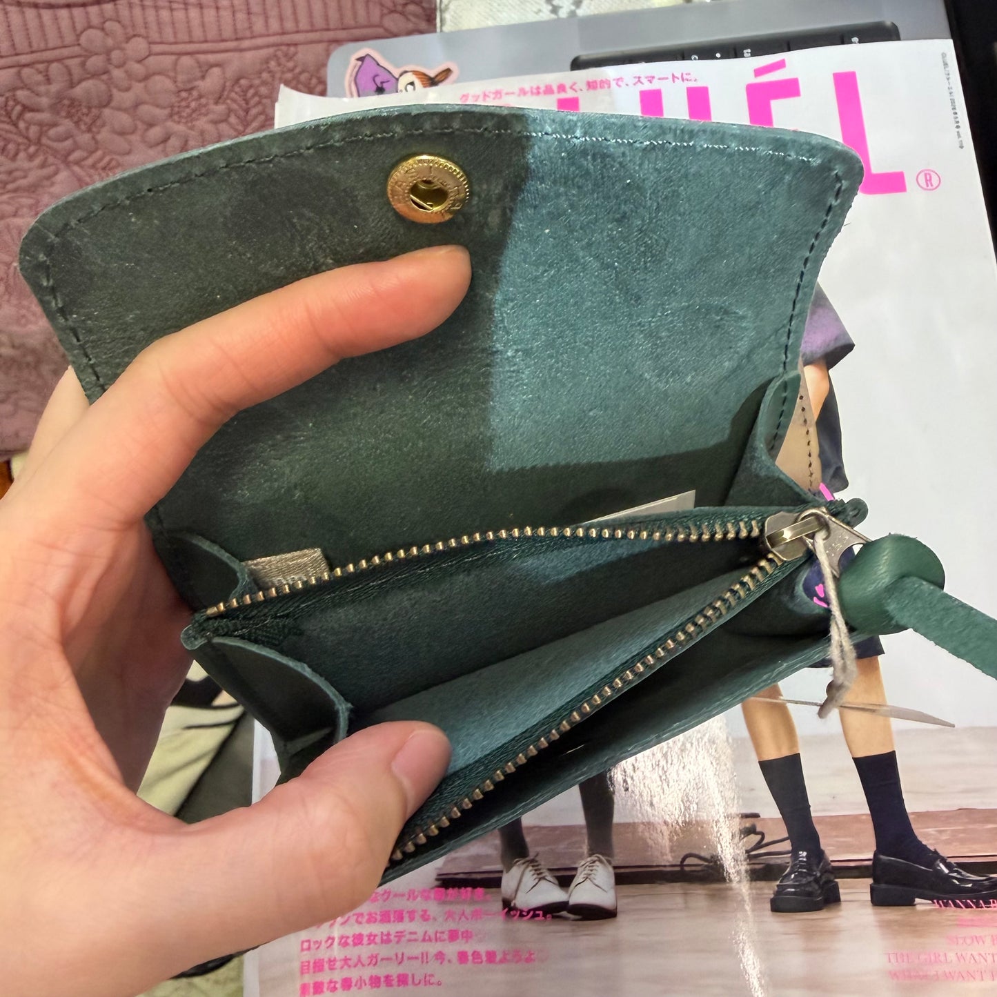 Kanmi Polka Leather Small Wallet, 2 Colors, made in Japan *New Colors