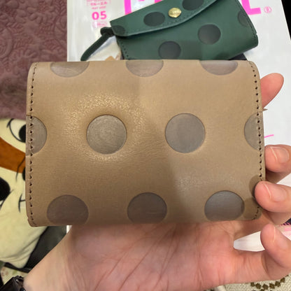 Kanmi Polka Leather Small Wallet, 2 Colors, made in Japan *New Colors