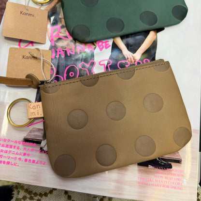 Kanmi Polka Leather Pouch, Coins Bag, 2 Colors, made in Japan *New Colors