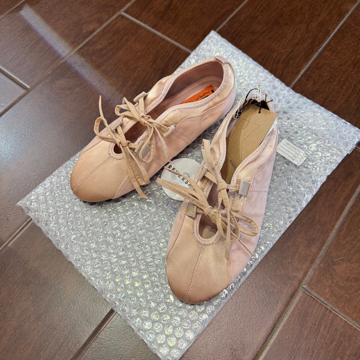 RehersalL Pink Ribbon Ballet Shoes, Size 24cm only