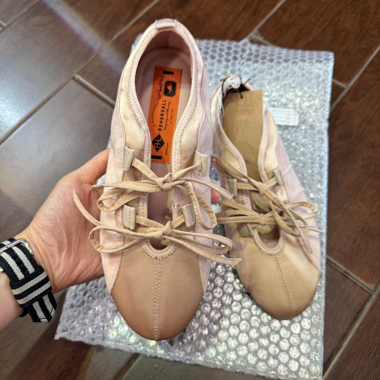 RehersalL Pink Ribbon Ballet Shoes, Size 24cm only