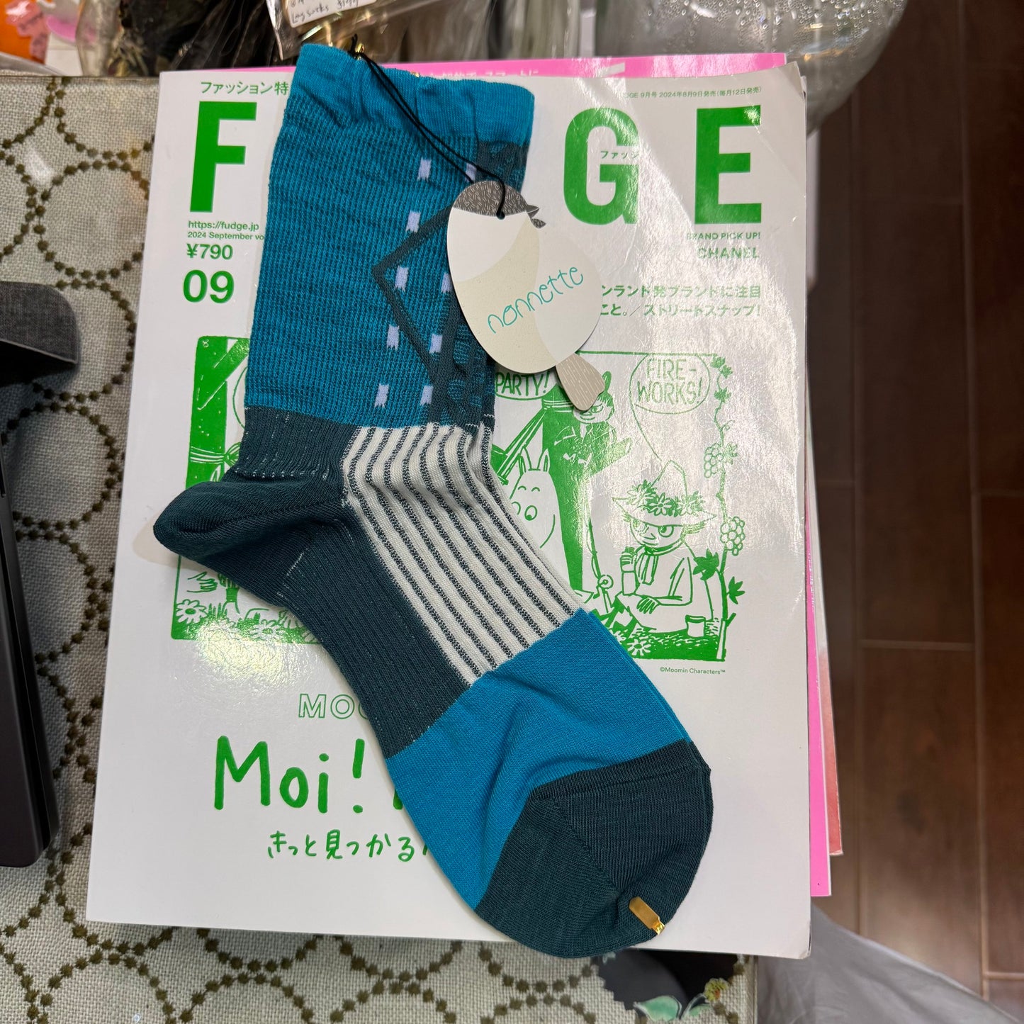 Nonnette Turquoise Socks, made in Japan