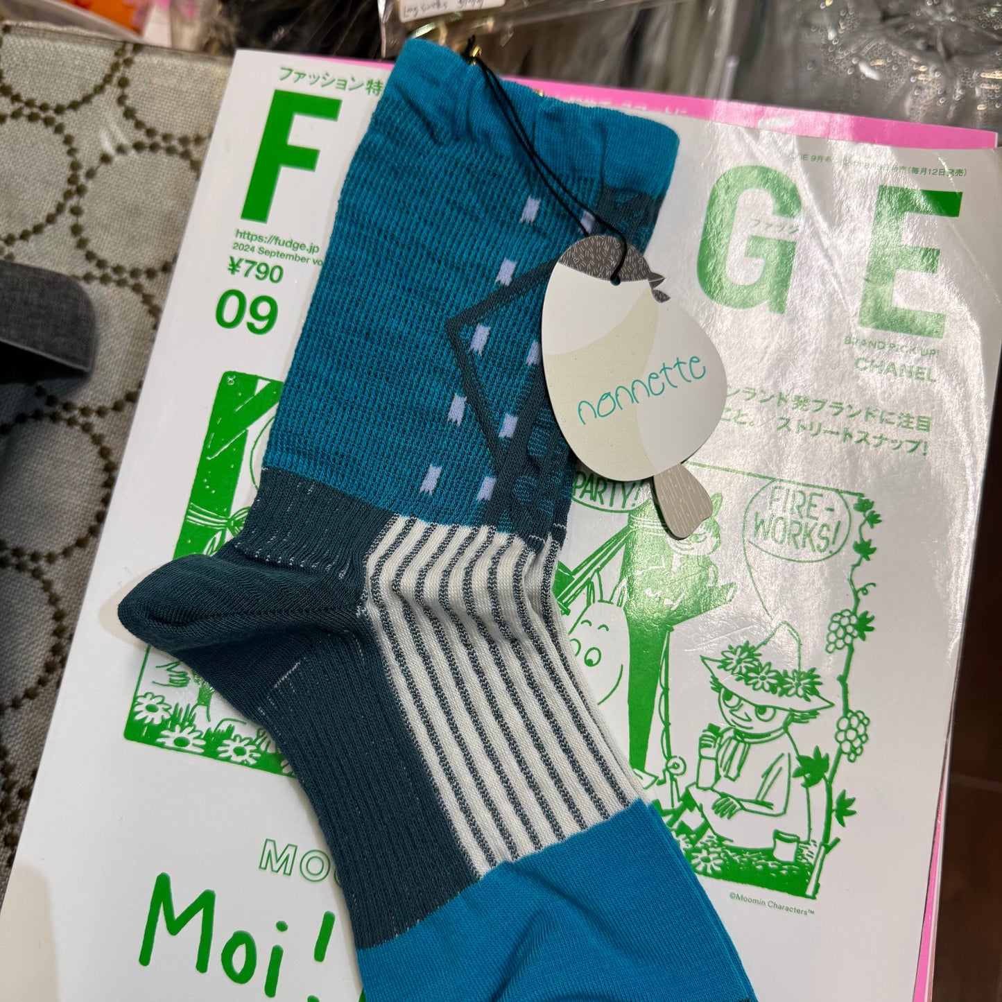 Nonnette Turquoise Socks, made in Japan
