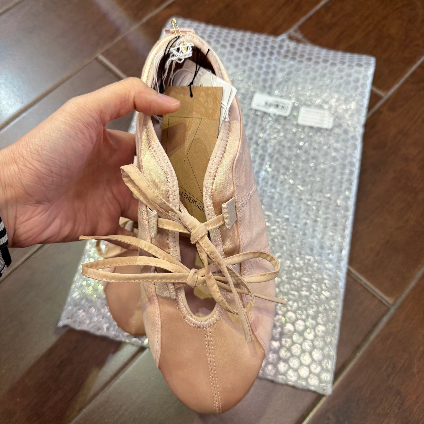 RehersalL Pink Ribbon Ballet Shoes, Size 24cm only