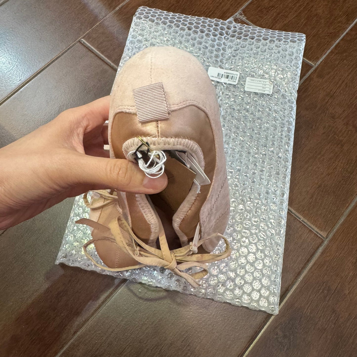 RehersalL Pink Ribbon Ballet Shoes, Size 24cm only