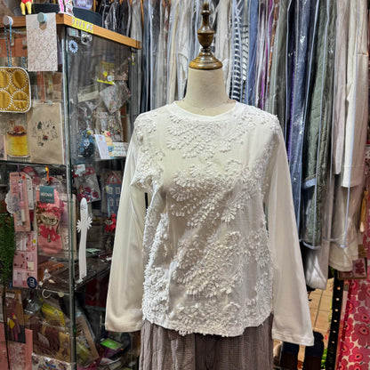 EXTRA30- Mizuirio Ind Lace White T-shirt, made in Japan