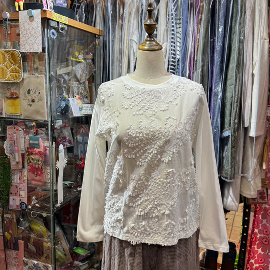 EXTRA20- Mizuirio Ind Lace White T-shirt, made in Japan