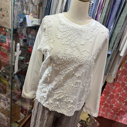 EXTRA30- Mizuirio Ind Lace White T-shirt, made in Japan
