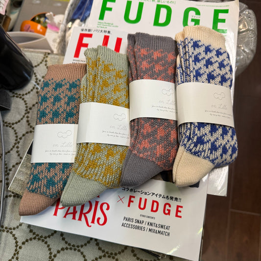 en Lille Printed Socks, 4 Colors, made in Japan