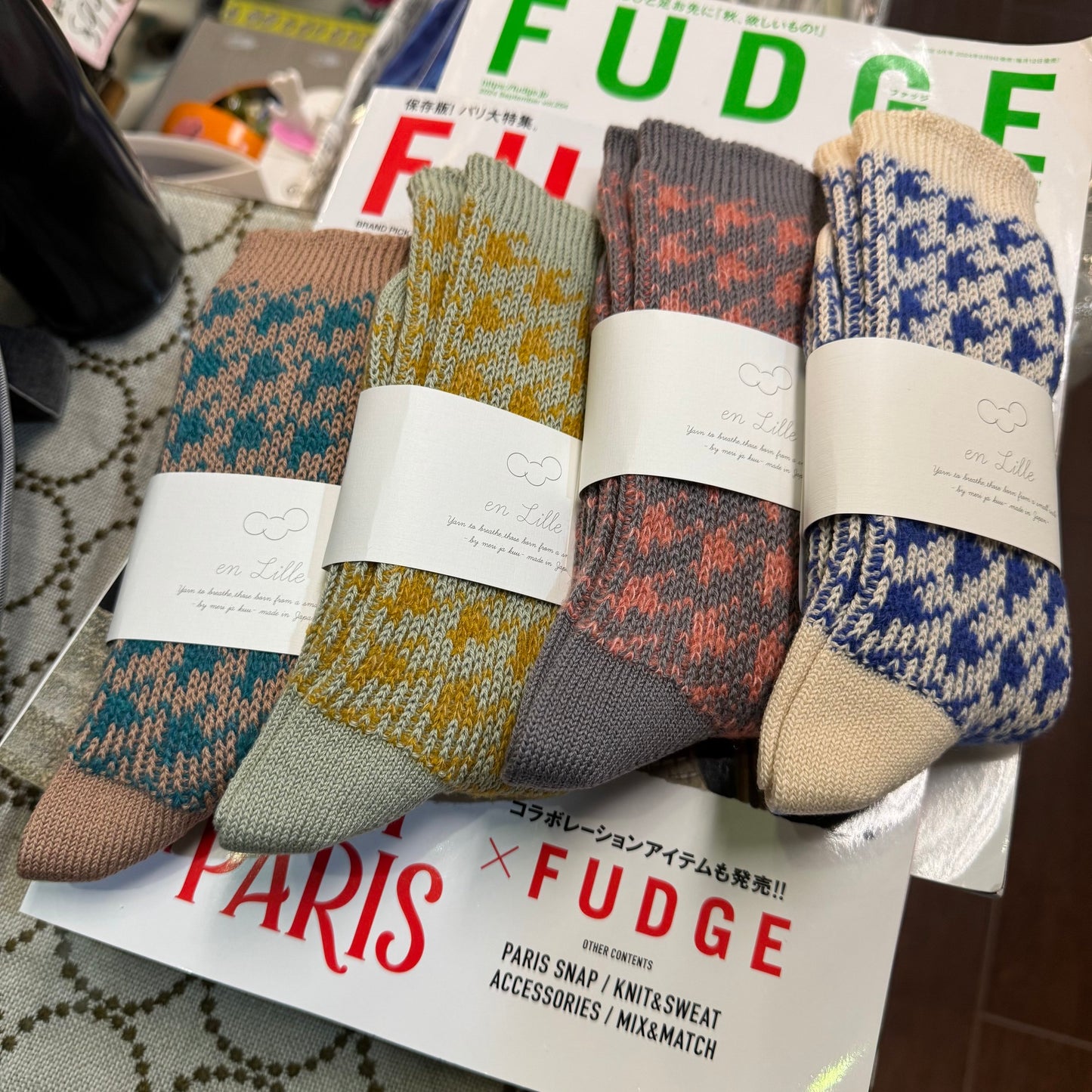 en Lille Printed Socks, 4 Colors, made in Japan