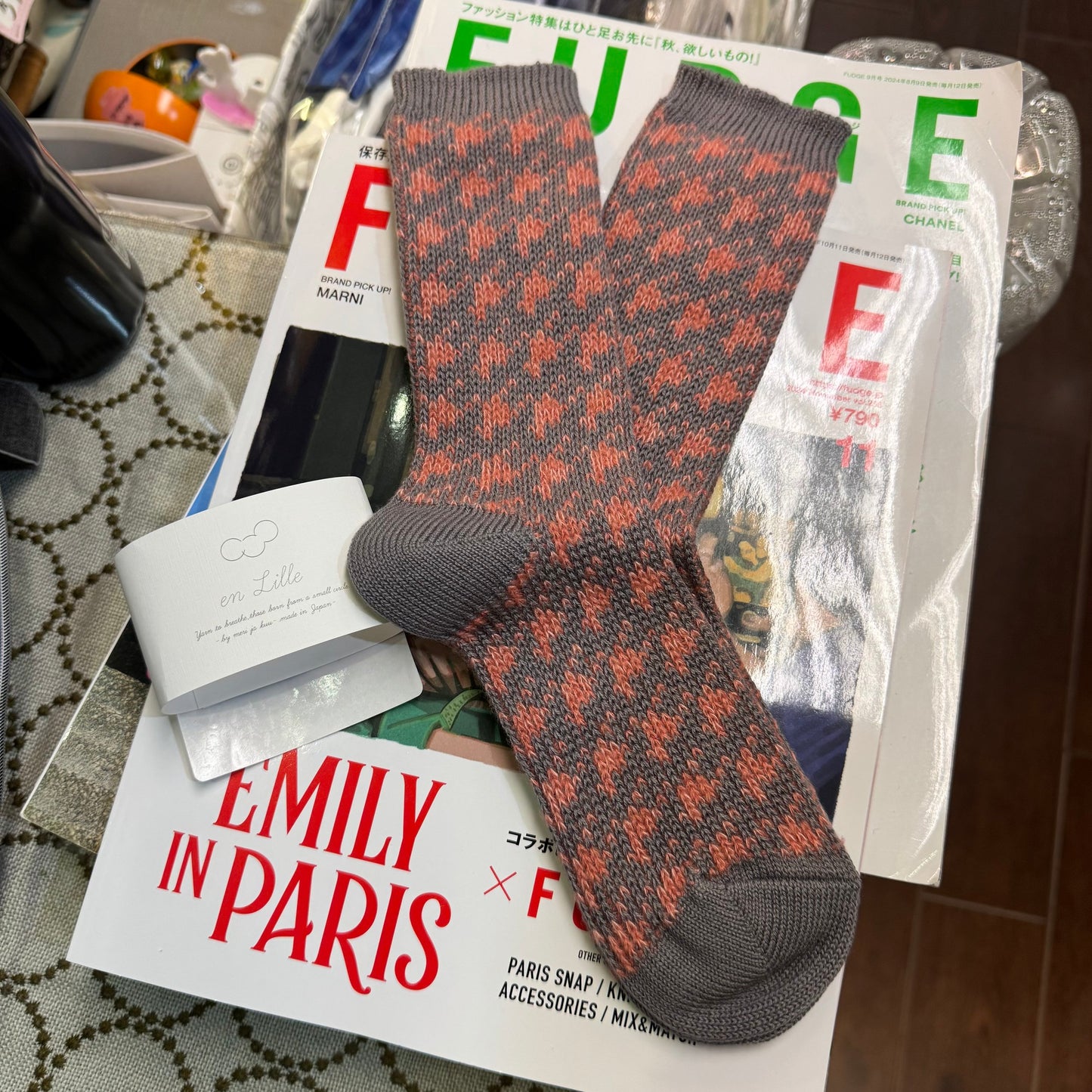 en Lille Printed Socks, 4 Colors, made in Japan