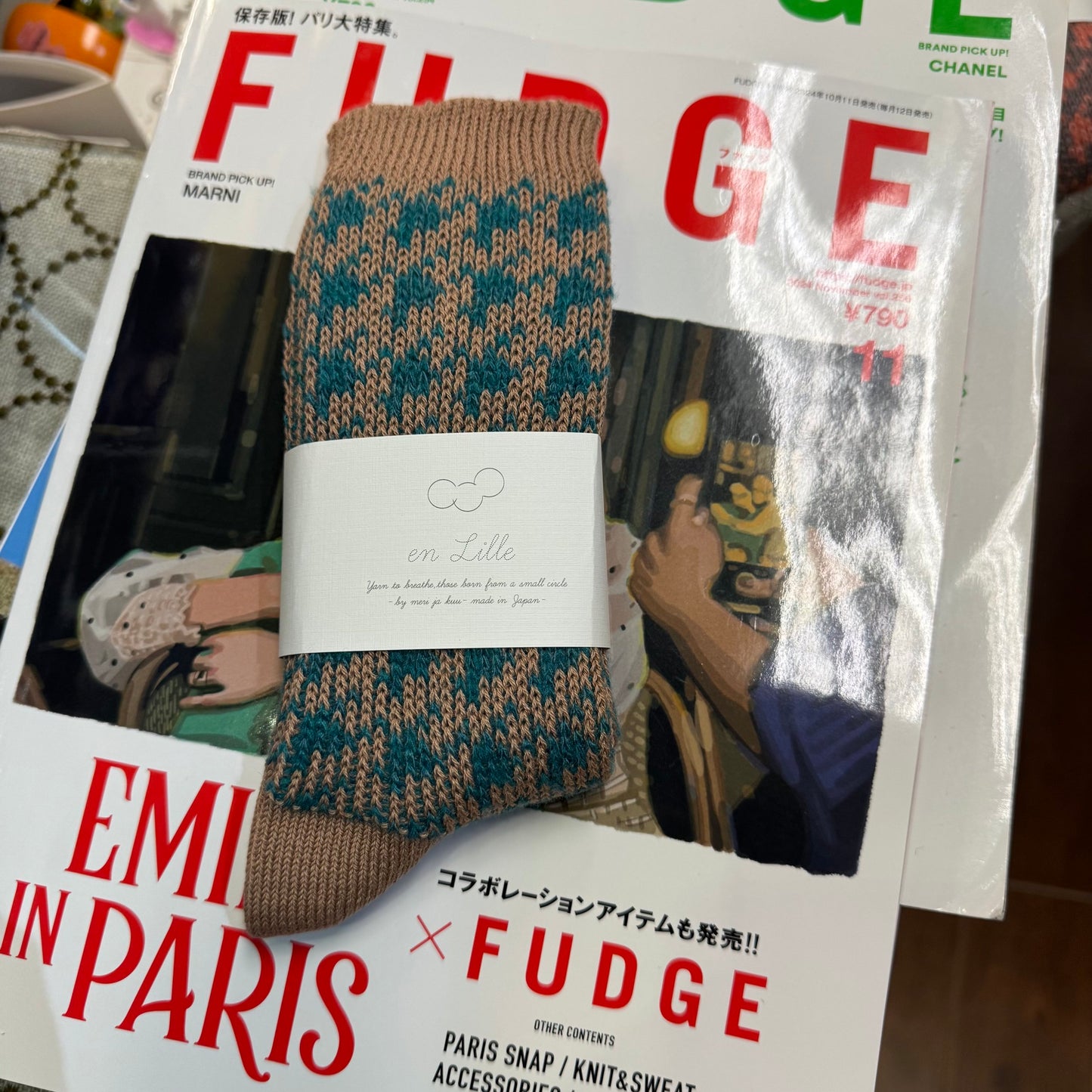 en Lille Printed Socks, 4 Colors, made in Japan