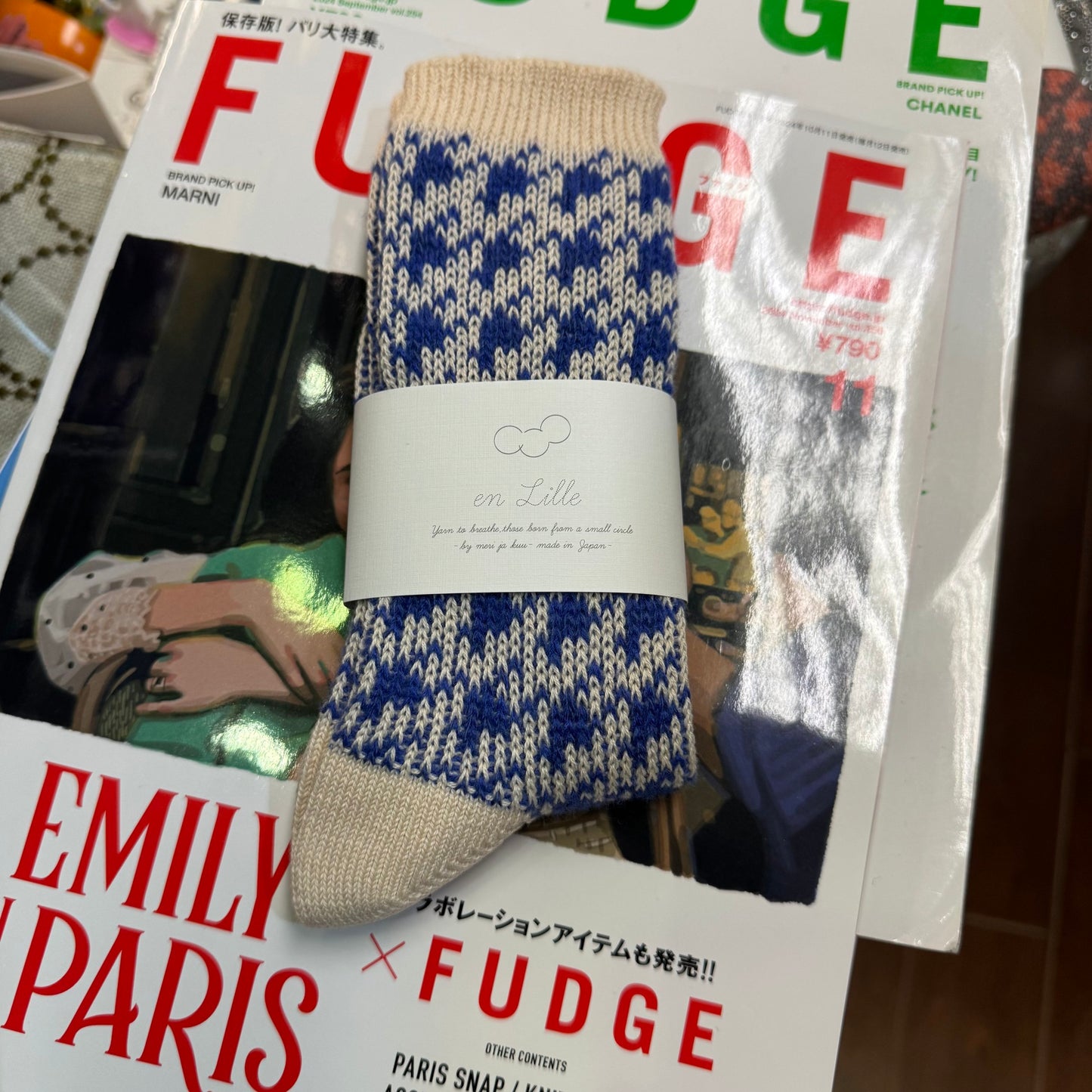 en Lille Printed Socks, 4 Colors, made in Japan