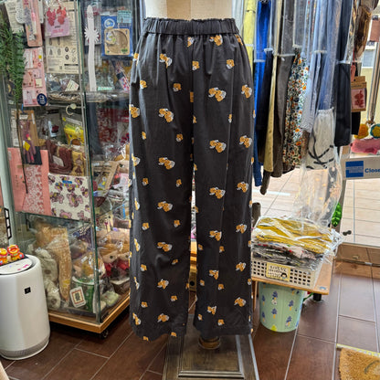 EXTRA30- Nouvelles du Paradis Original Fabric Flora Charcoal Pants