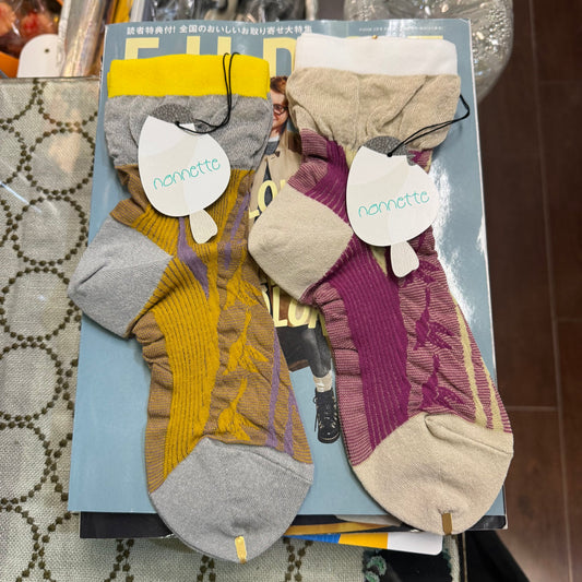Nonnette Patterns Socks, 2 Colors, made in Japan