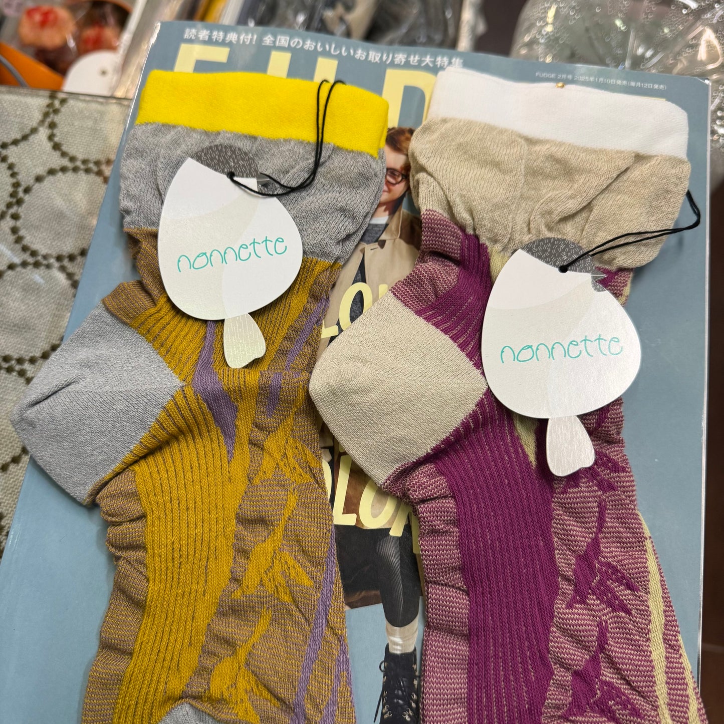 Nonnette Patterns Socks, 2 Colors, made in Japan