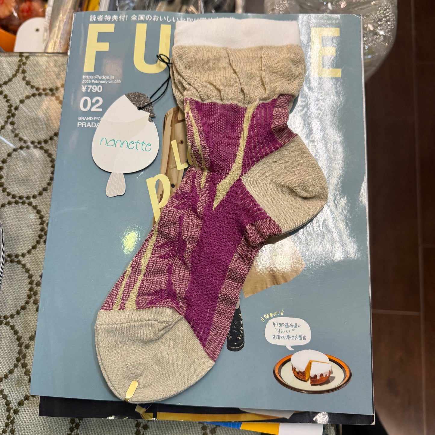 Nonnette Patterns Socks, 2 Colors, made in Japan